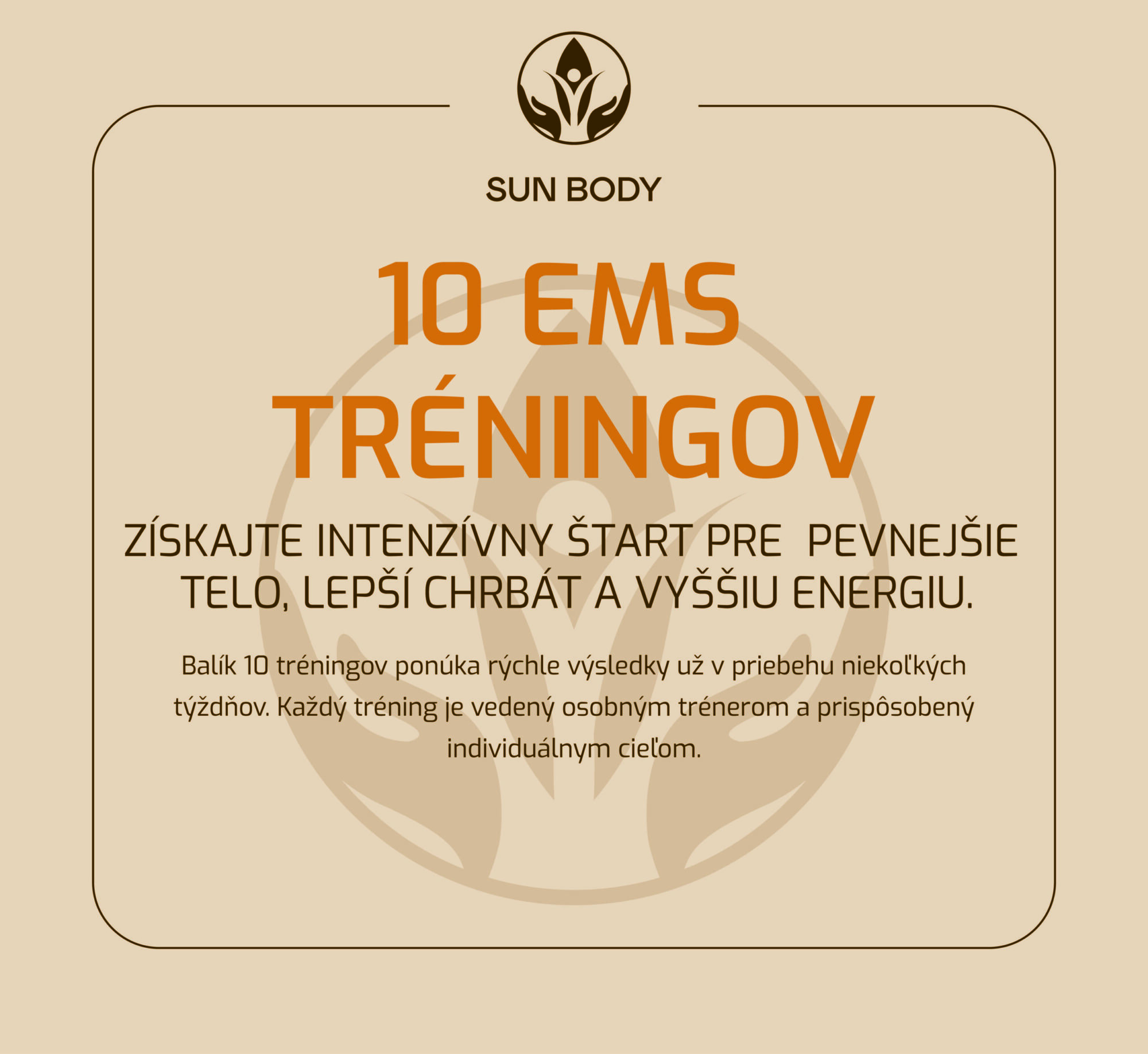 Darčeková poukážka na 10 EMS tréningov v SUN BODY Levice – balík na spevnenie tela a podporu chudnutia.
